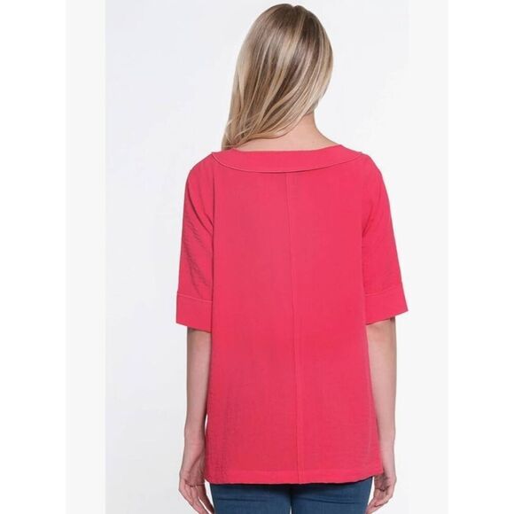 Ali Miles Women's XS Woven Pull on Tunic with Button Details Three Quarters Slee - Picture 2 of 9